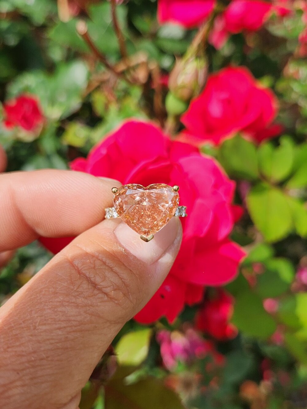 7.15 Carat Fancy Pink Heart Cut Diamond Ring